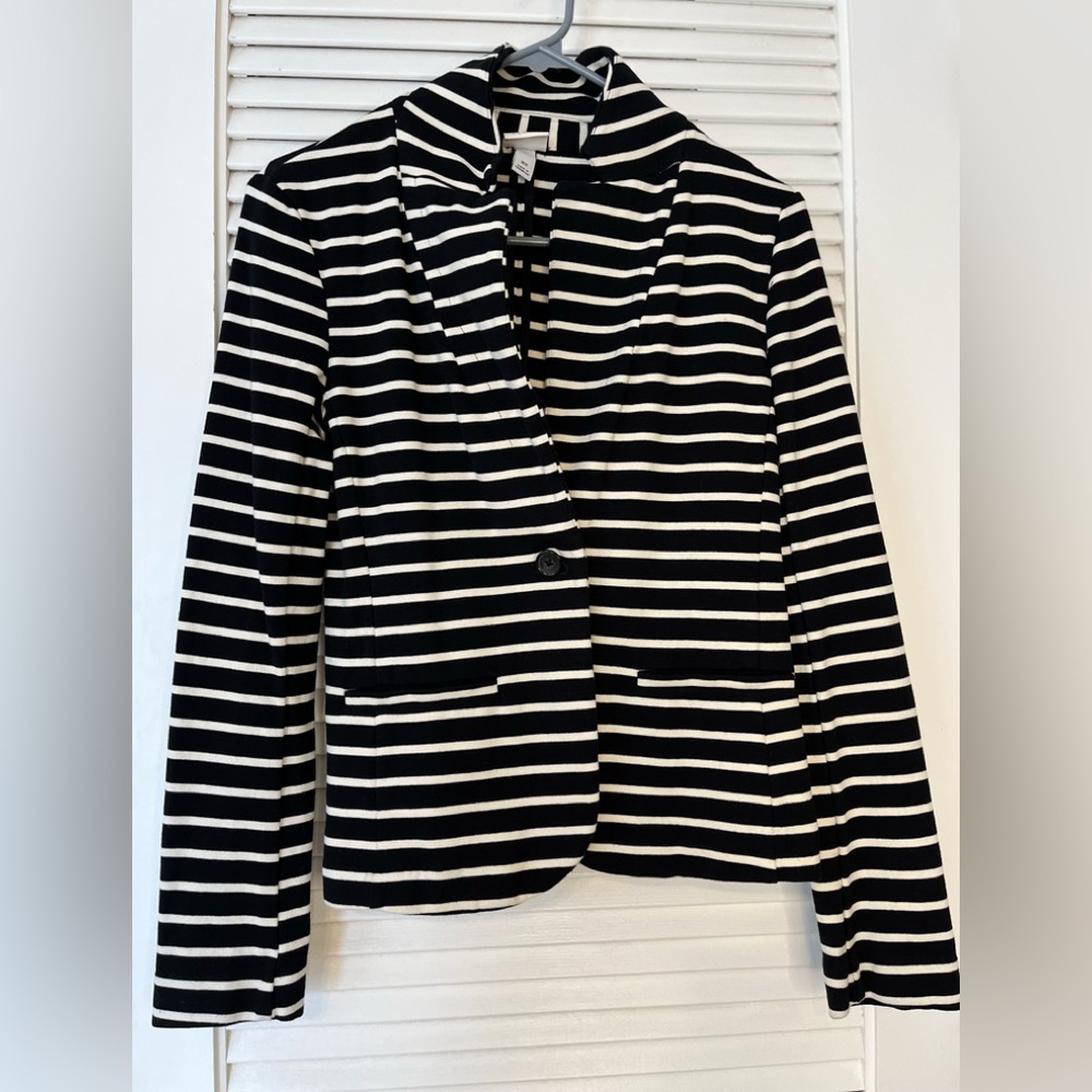 Black and white striped blazer.